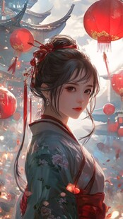古风美女过年