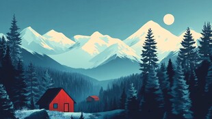 山风景插画包装