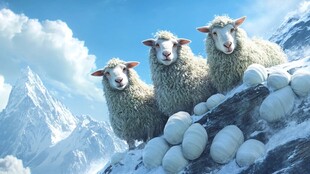 放羊绵羊牧羊群雪地