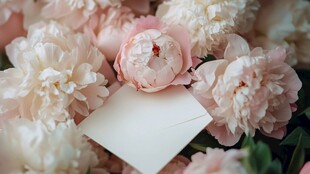 粉白色纸花合影区