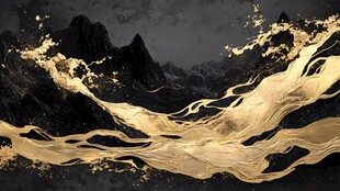 金色水墨群山背景墙