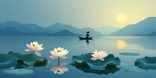 垂钓插画