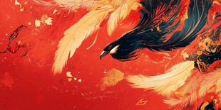 鸾鸟玄鸟朱雀礼盒插画