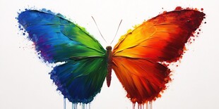 彩色大蝴蝶油画