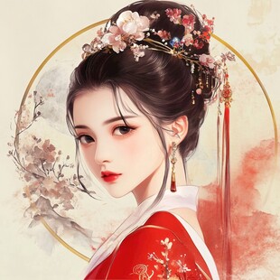 古风美女头像插画封面