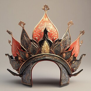 金镶红蓝宝石冠