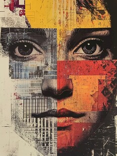 人脸色块拼接装饰画