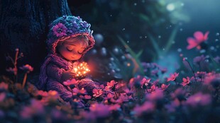 怡然自得的小女孩壁纸