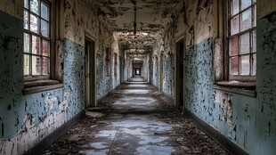 废弃的学校走廊