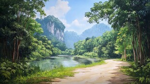 宽屏风景画