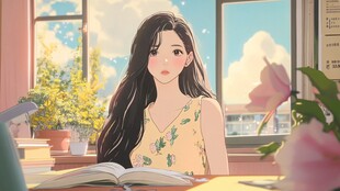 青春风少女插画