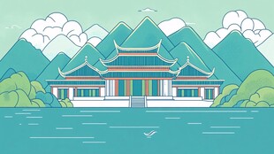 广西建筑插画