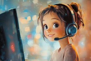 打游戏的小姑娘