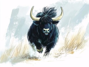 野牦牛插画