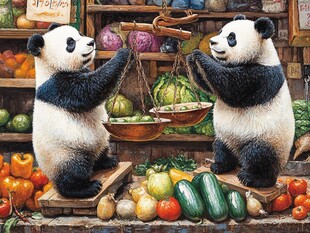 大熊猫美食插画