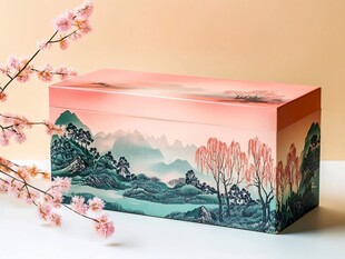 礼盒插画仙山仙境