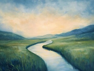 油画河流