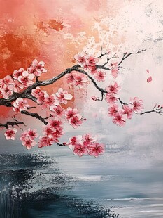 桃花油画装饰画