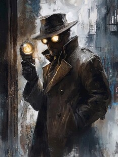 卡通冷峻侦探头像