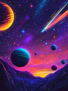 创意彩色缤纷宇宙插画