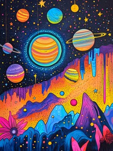 创意彩色缤纷宇宙插画