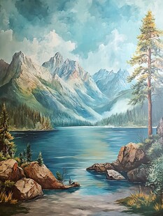 油画山水风景