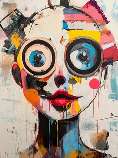 人脸色块拼接装饰画