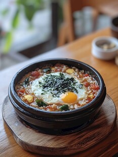 石锅生鸡蛋拌饭