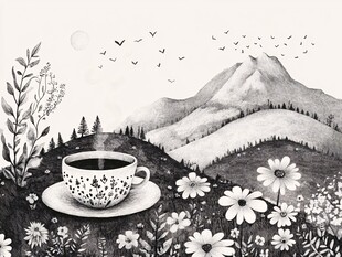 茶园插画茶包装插画