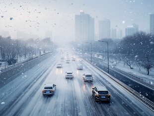 雪天车流