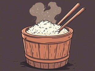 木桶饭插画