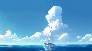 插画蓝天大海
