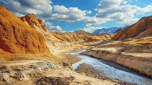 戈壁峡谷河流