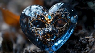 晶莹剔透玻璃心工艺品