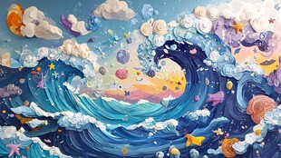 乘风破浪包装插画