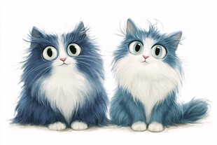 卡通长毛猫插画