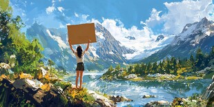 山风景插画包装