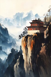 天界晓钟风景插画