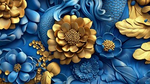 3d浮雕缤纷花卉