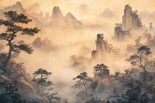 雾霾山水画