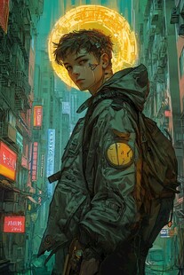 潮流酷帅颓废插画