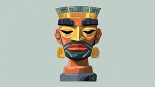 青铜人面插画