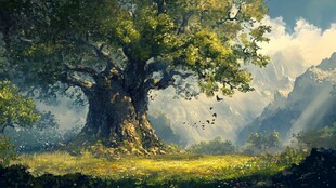 唯美风景参天大树