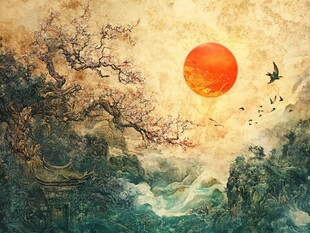 旭日东升画卷