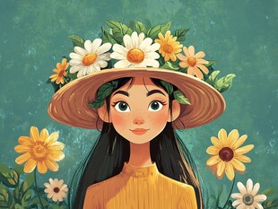 雏菊少女插画