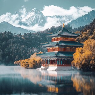 山水楼阁雅致意境风