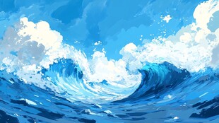 波涛海浪插画