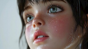 满脸通红大汗的小女孩