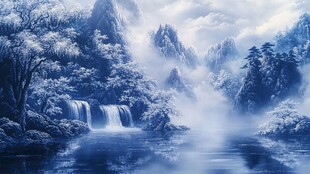 蓝色梦幻山水风情