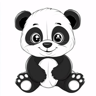 手绘小熊猫